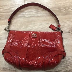 Coach red patent leather small handbag